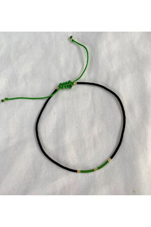 Yeşil Siyah Miyuki Boncuk Halhal