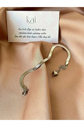 Gümüş Renk İtalyan Zincir Çelik Bileklik