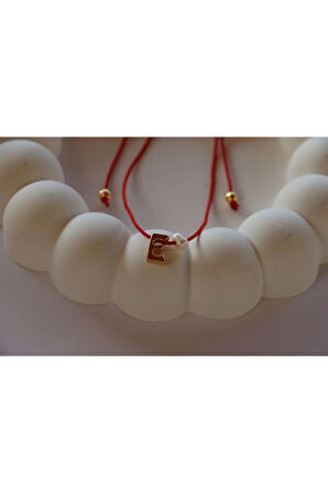 Harfli ve Gerçek İncili Kırmızı Şans İpli Kolye