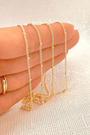 Kadın Gold Kaplama Toplu Zincir Zarif Tasarım 925 Ayar Gümüş