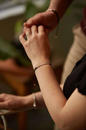 Mors Alfabeli Örgülü Gümüş Tek Bileklik-altın - Siyah