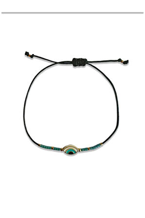 Altın Kaplama Sedefli Göz Charm Bileklik Mavi