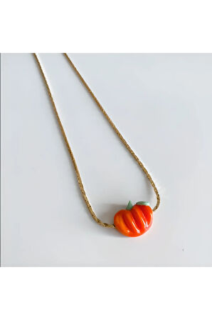 Altın Kaplama Murano Balkabağı Kolye