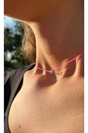 Şeker Pembesi Yıldız Şans Aura Kolye