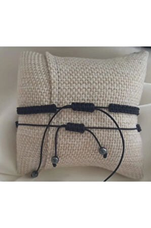 Çift Bilekliği Hematit Mors Alfabeli