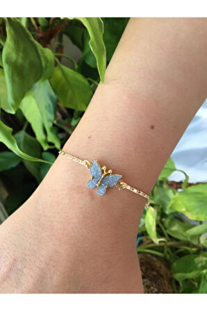 Mavi Sedefli Altın Kaplama Bileklik