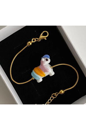 Murano Unıcorn Altın Kaplama Bileklik