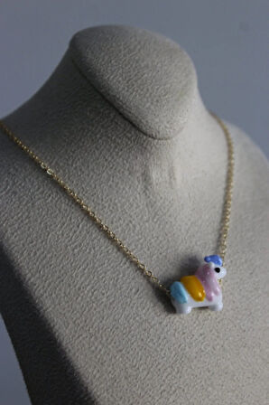 Murano Unıcorn Altın Kaplama Kolye