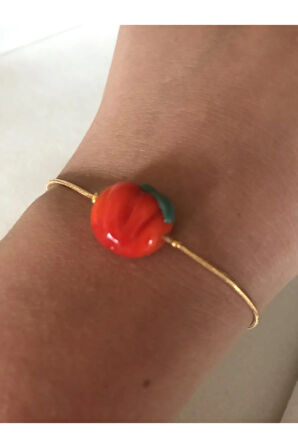 Murano Serisi Altın Kaplama Zincir Balkabağı Bileklik