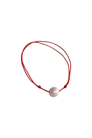 Kırmızı Ip Inci Bileklik