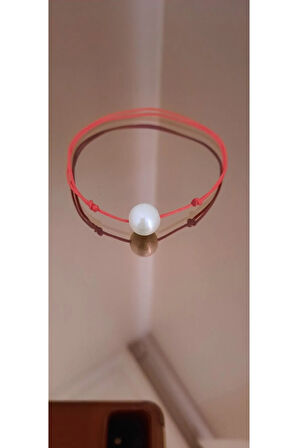 Kırmızı Ip Inci Bileklik