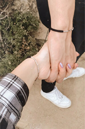 Mors Alfabesi Aşkım Yazılı Gümüş Bileklik Mors Harf Çift Bileklik 2 Adet