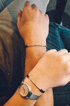 Mors Alfabesi Aşkım Yazılı Gümüş Bileklik Mors Harf Çift Bileklik 2 Adet