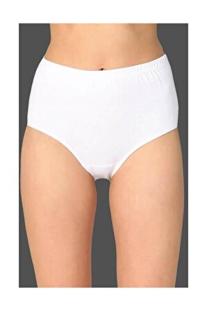 Kadın Beyaz 6'lı Paket Pamuklu Ribana Bato Külot Beyaz