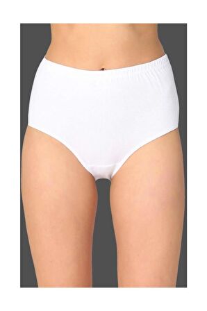 Kadın Beyaz 6'lı Paket Pamuklu Ribana Bato Külot