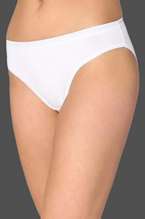 Kadın Beyaz 6'lı Paket Pamuklu Su Yolu Bikini Külot