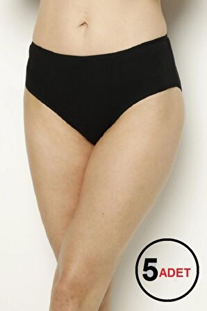 Kadın Siyah 5'li Paket Likralı Bato Külot