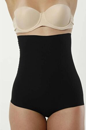 Kadın Siyah Lazer Kesim Yüksek Bel Slip Korse 2003