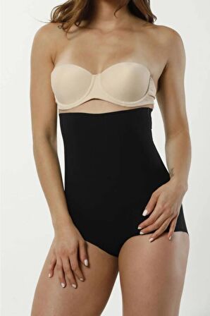 Kadın Siyah Lazer Kesim Yüksek Bel Slip Korse 2003
