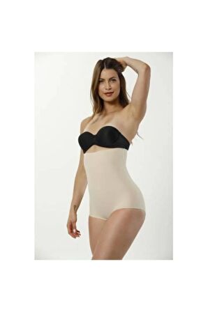Kadın Bej Kontrol Yüksek Bel Slip Korse