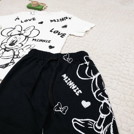Momikon Kız Çocuk Minnie Mouse Baskılı Pamuklu Yazlık Takım