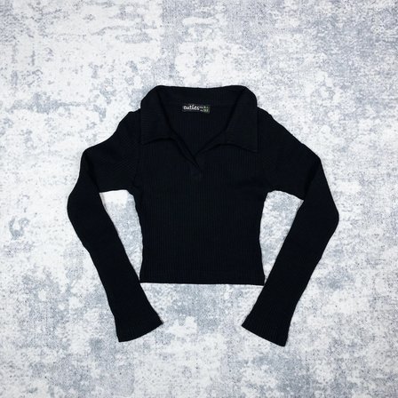 Momikon Kız Çocuk Pamuklu Uzun Kollu Polo Yaka Fitilli Bluz
