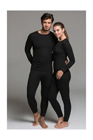 Unisex Siyah Active Ribana Yetişkin Termal İçlik Takım