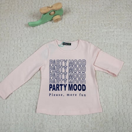 Kız Çocuk Party Mood Yazılı Pamuklu Sweat