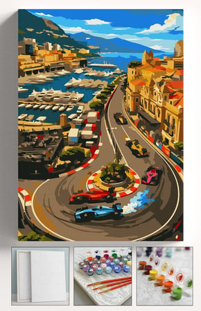 Sayılarla Boyama Seti Numaralı Tuval Fırça Boya Askı Aparatı Dahil Set 40x50 Cm - MONACO