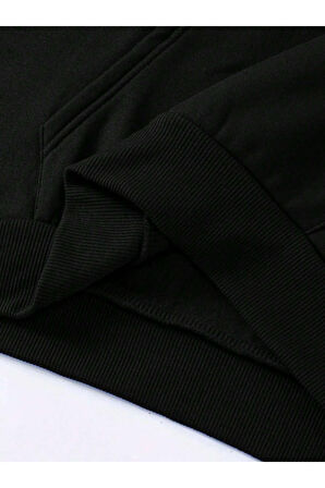 Erkek Monaco Baskılı Oversize Kapşonlu Sweatshirt