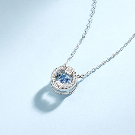 Monemel Swarovski  Mavi Sparkling Dance Kolye (Altın Kaplama)