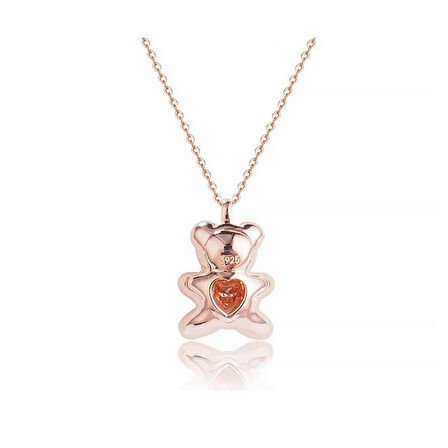 Kristal Rose Teddy Bear Kolye (Altın Kaplama) SEVGILIYE HEDIYE