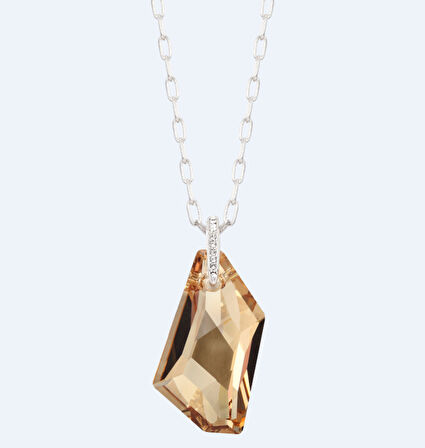 Monemel Sarı Kristal Taşlı Kolye (Altın Kaplama)