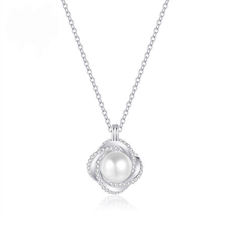 Monemel Kristal Taşlı  İnci Kolye (Altın kaplama)