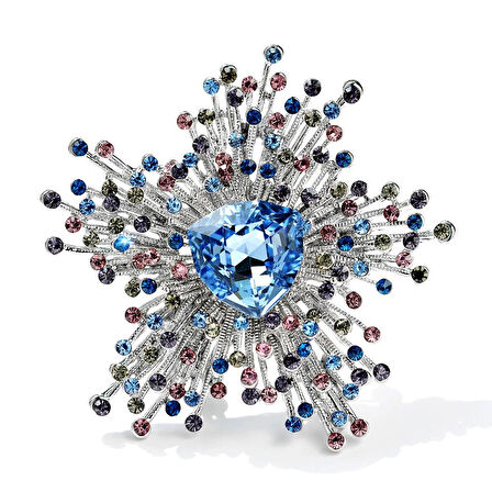 Monemel Swarovski Yaka İğnesi - Kolye (Altın Kaplama)