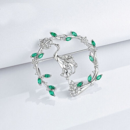 Monemel Swarovski Taşlı Ayıcık Yaka İğnesi, Kolye (Altın Kaplama)