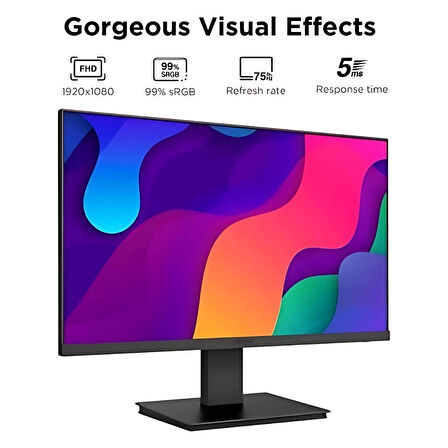 Koorui 21.5" 22N1 LED 6ms 75Hz VGA, HDMI VESA 1080p Siyah Monitör