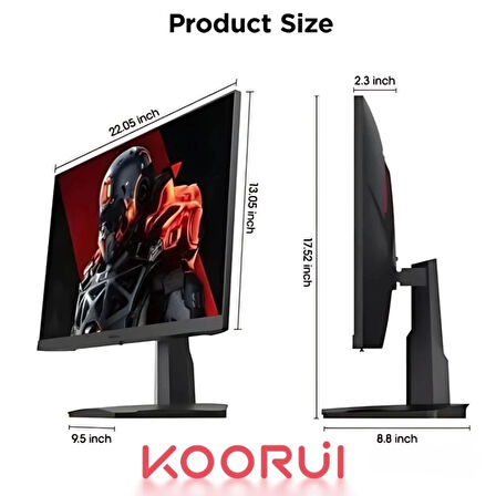 Koorui 24.5" 25E3A 1ms 170Hz HDMI, DisplayPort FreeSync VESA 1080p Gaming Siyah Monitör