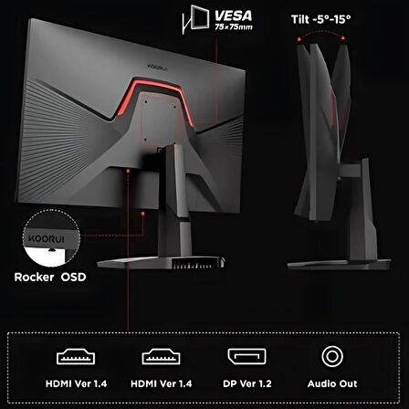 Koorui 24.5" 25E3A 1ms 170Hz HDMI, DisplayPort FreeSync VESA 1080p Gaming Siyah Monitör