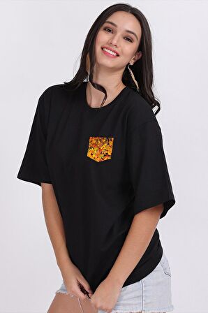 Unisex Siyah Oversize Baskılı Tişört - Şık ve Rahat