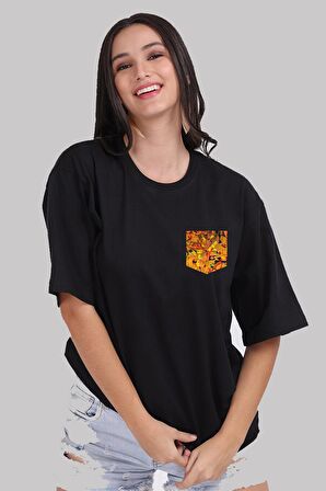 Unisex Siyah Oversize Baskılı Tişört - Şık ve Rahat