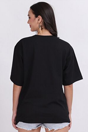 Eternal Siyah Oversize Baskılı T-Shirt - Unisex