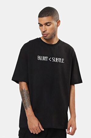 Blunt Unisex Siyah Oversize Baskılı Tişört - Şık ve Rahat