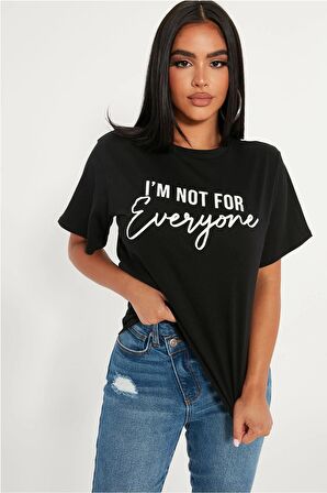 Everyone Unisex Siyah Oversize T-Shirt - Özgün Baskı ve Geniş Kesim