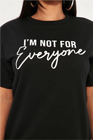 Everyone Unisex Siyah Oversize T-Shirt - Özgün Baskı ve Geniş Kesim