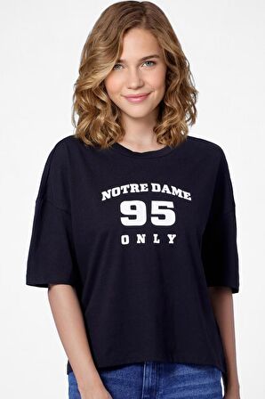 Notre Dame Unisex Siyah Oversize Baskılı Tişört - Şık ve Rahat