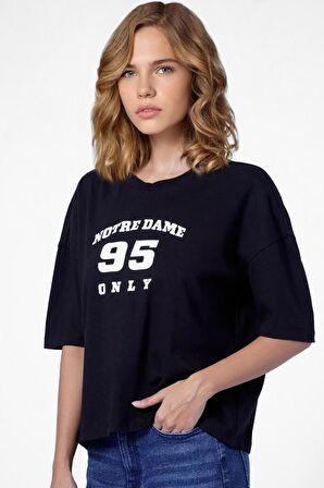 Notre Dame Unisex Siyah Oversize Baskılı Tişört - Şık ve Rahat