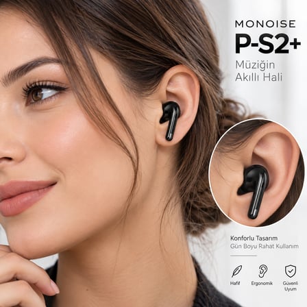MONOISE P-S2/P-S2+ Akıllı Dokunmatik Ekranlı ANC Bluetooth Kulaklık