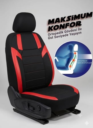 Monza Siyah Kırmızı Serisi Mercedes E Koltuk Kılıfı TAM SET