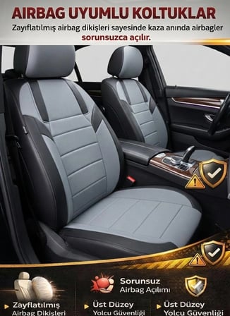 Monza Gri Siyah Serisi Honda Civic FB7 Koltuk Kılıfı TAM SET